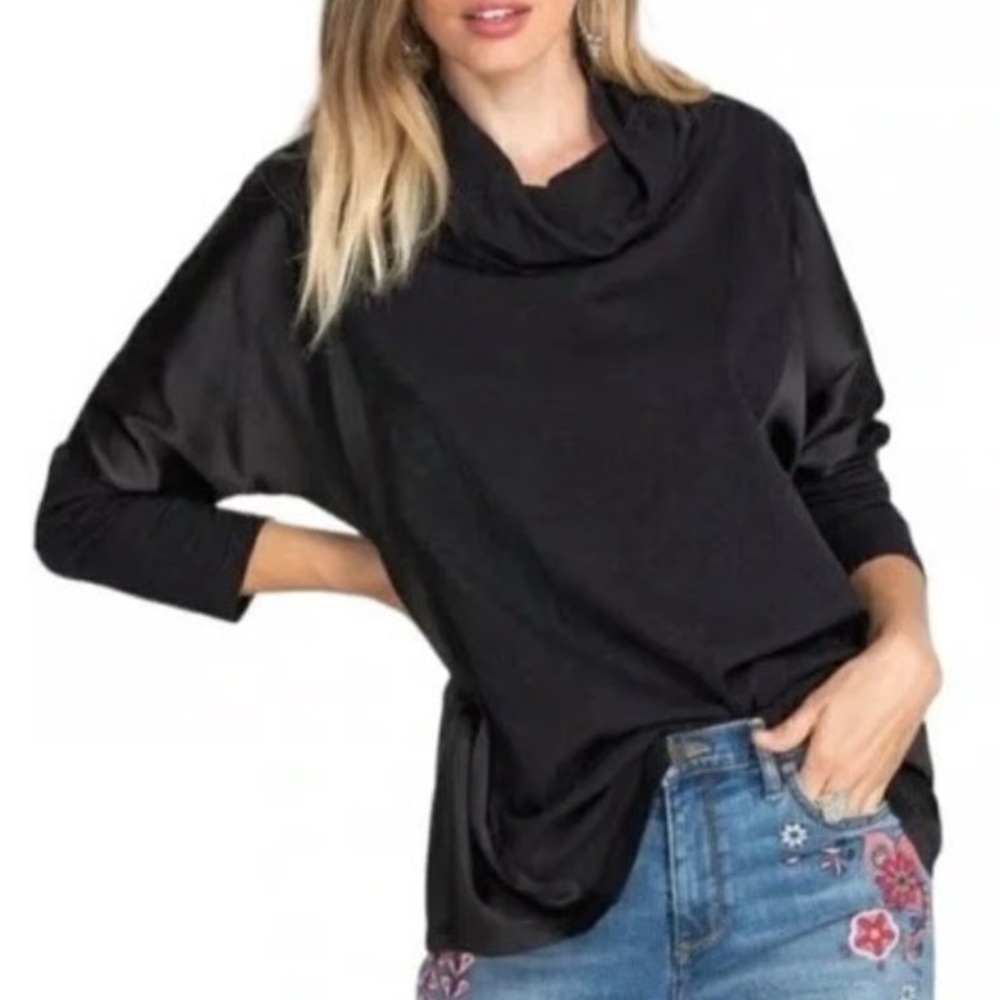 Johnny Was Pete & Greta Mila Silk Cowl Neck Long Sleeve Top Lagenlook-Large